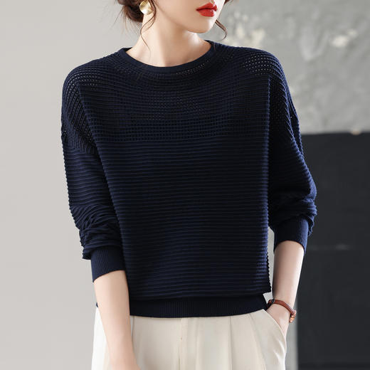 CC女士早秋薄款镂空针织衫宽松上衣春秋装2025新款洋气打底毛衣 商品图3