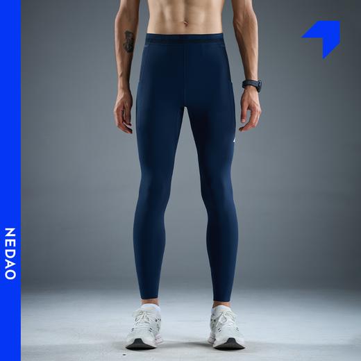 内道新品灵动力拉毛收纳紧身长裤男士带腰包弹力保暖跑步运动长裤 商品图3