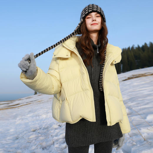 【防水易打理】三彩2025冬季新款90白鸭绒泡芙羽绒服宽松面包服M 商品图2