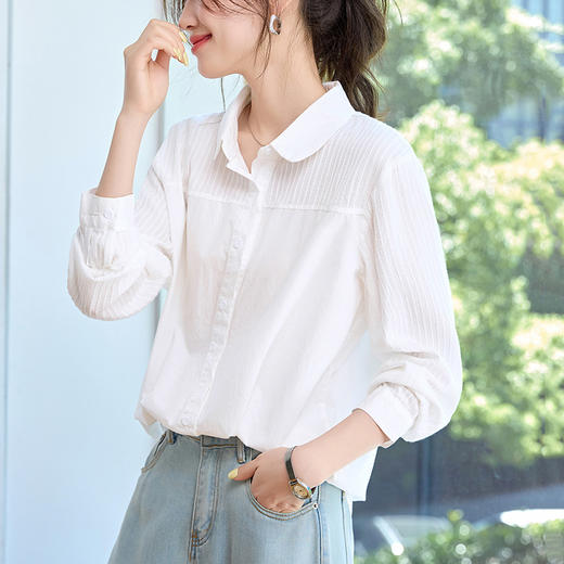 CC大码衬衣胖mm高级感秋装洋气白色衬衫2025年新款宽松休闲女装上衣 商品图3