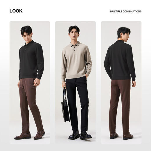 【含羊毛/桑蚕丝】柒牌套头厚毛衫秋冬加绒保暖男士毛衣可机洗129Y70840 商品图2