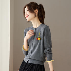 CC 27-25151开衫外套拼色南瓜毛衣外搭洋气针织衫