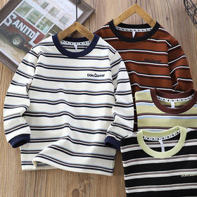 秋冬加厚条纹长T恤打底单穿110-170