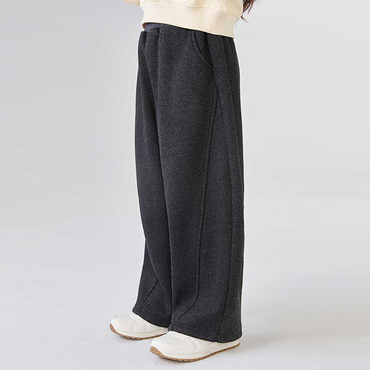 笛莎Deesha 2025冬季女童时尚休闲人字纹加绒弯刀裤廓形长裤 商品图2