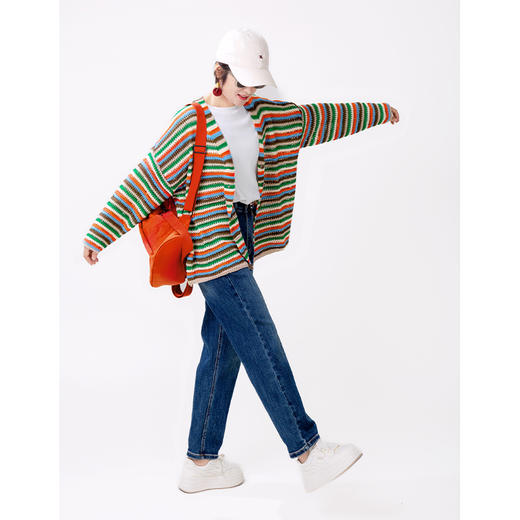 彩条艺术感开衫 商品图0