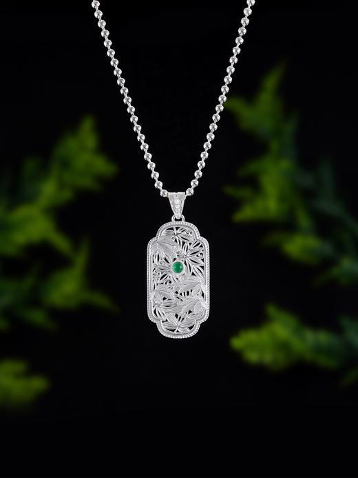 子佩集S990银【枫生水起】大号套链项链【DSDZ010】纯银花丝绿玉髓大师工坊原创作品枫叶2509 商品图7