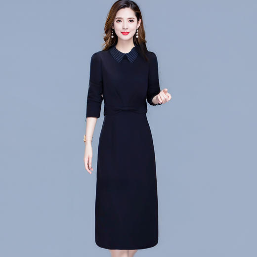 QYM 99H221-Y时尚娃娃领假两件连衣裙高腰包臀裙 商品图1