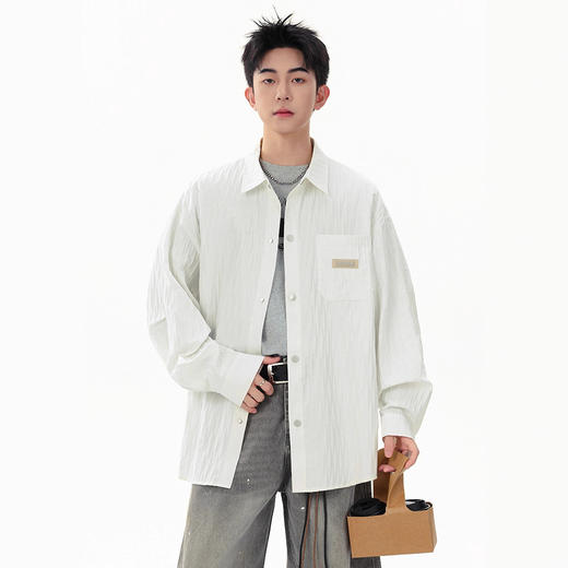 NASA美式青少年休闲长袖衬衫外套2025新款春秋季宽松工装衬衣外套 商品图1