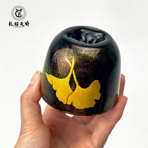 礼好天府大漆琉璃杯 成都手作非遗手工品茗主人杯 枫叶/银杏两款可选 中式仿古茶盏 轻奢伴手礼 商品图3