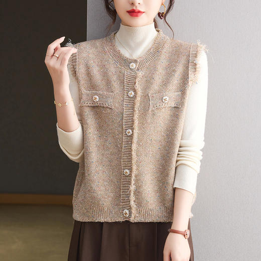 CC小香风马甲女2025新款春秋外搭针织坎肩外套洋气减龄马夹背心开衫 商品图1
