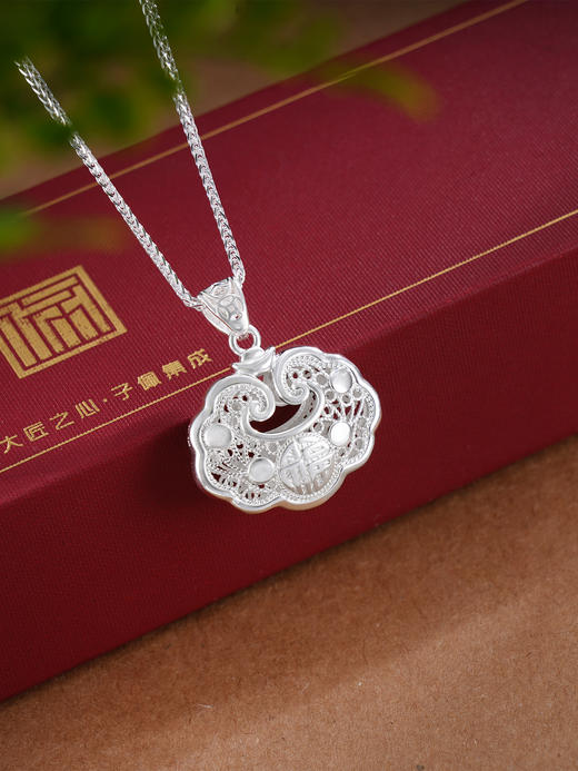子佩集S990银儿童长命锁套链项链【CM4011-1】花丝福秀2509 商品图5