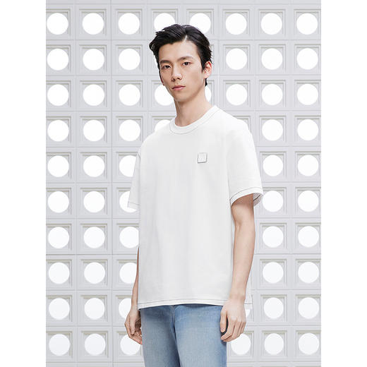 GXG男装 圆领T恤撞色明线上衣吸湿速干短袖针织 2025夏季新品 商品图2