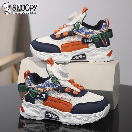 【史努比】童鞋儿童运动鞋旋钮扣跑步鞋秋季透气女老爹鞋28-39★ 商品图7