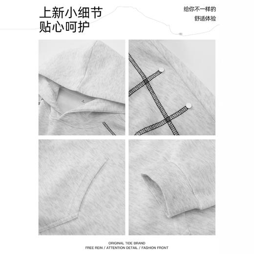 NASA美式青少年重磅明线连帽卫衣春秋季2025新款男士休闲运动外套 商品图2