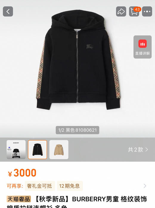 越南产儿童战马卫衣帽衫092401 商品图0