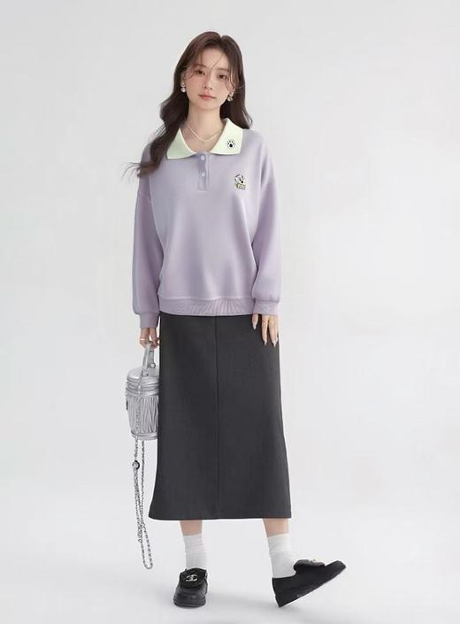 【工艺系列卫衣】刺绣款～95%棉卡通可爱猫拼色领卫衣-喜出 商品图0