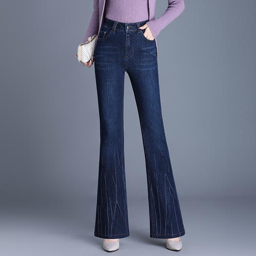 QYM 9856-Y牛仔喇叭裤宽松休闲裤气质优雅时尚高腰裤 商品图0
