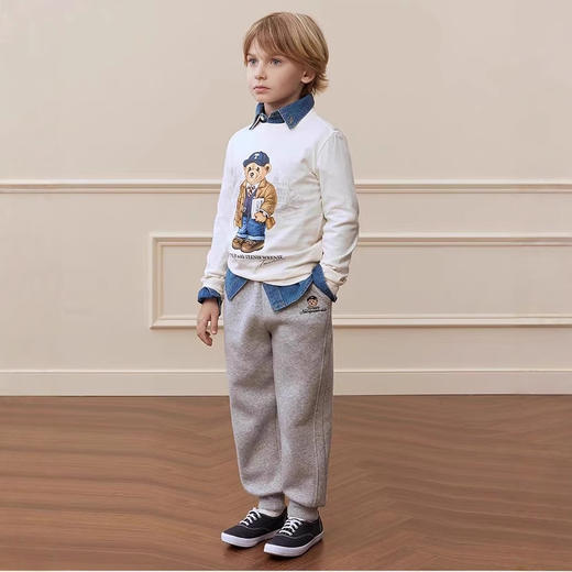 秋季新款卡通小熊印花长袖打底衫纯棉柔软舒适男女童T恤 商品图2