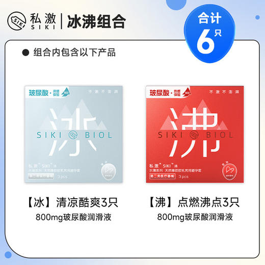SIKI 私激避孕套冰火两重天沸冰情趣组合超薄003玻尿酸光面型6只 商品图1