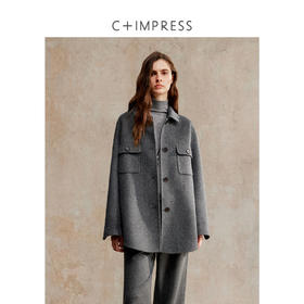 C+IMPRESS/西嘉老钱风短大衣女冬季双面桑蚕丝羊毛羊驼毛呢外套