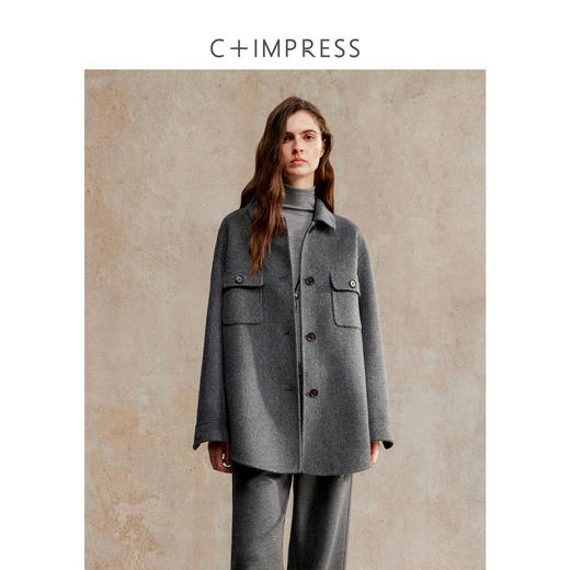C+IMPRESS/西嘉老钱风短大衣女冬季双面桑蚕丝羊毛羊驼毛呢外套 商品图0