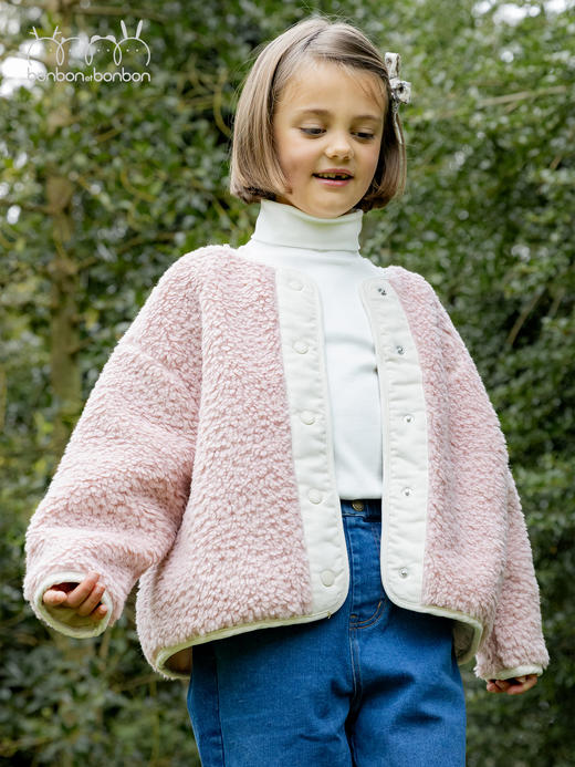 温暖粉色羊羔毛外套 商品图4