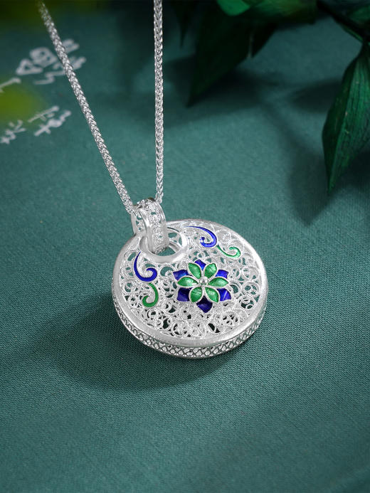 子佩集S990银莲花套链【WBHHDZ-6】珐琅彩花丝项链2509 商品图4