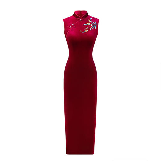 170斤可穿无袖韩国绒修身旗袍裙ZQ2507 商品图4