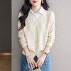 CC秋季衬衫领长袖针织t恤女2025新款气质洋气打底衫内搭假两件上衣 商品缩略图3