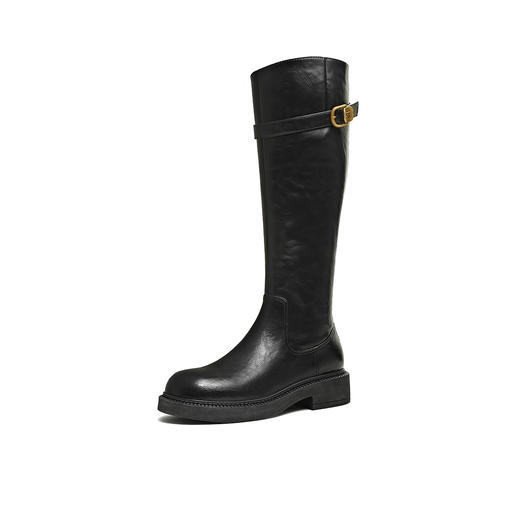 【云粉节】BF楼天美意复古厚底骑士靴长靴女鞋高筒时装靴皮靴2025冬新款CD580DG5吊牌价1299活动价739 商品图0