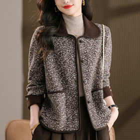 CC大码胖mm秋装毛呢开衫气质高级感时尚女装2025新款翻领外套女显瘦