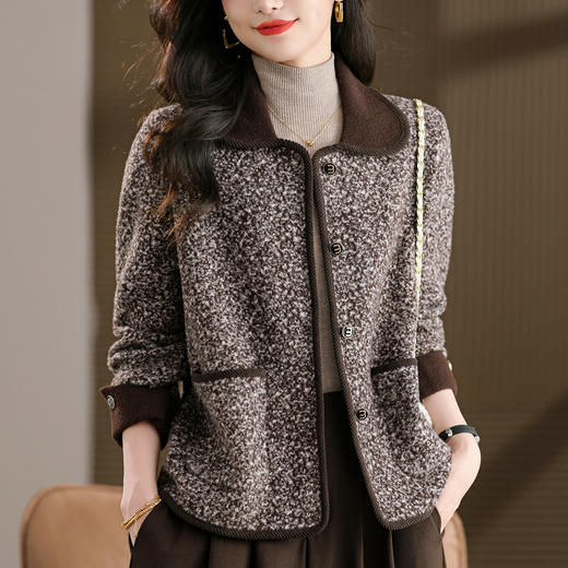 CC大码胖mm秋装毛呢开衫气质高级感时尚女装2025新款翻领外套女显瘦 商品图0