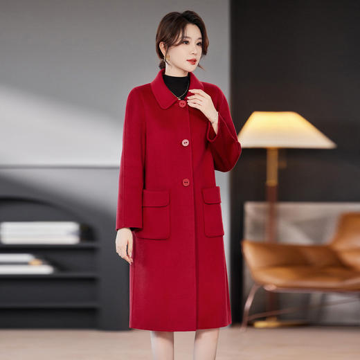 TC 53121-1双面呢羊毛大衣妈妈简约洋气宽松大码羊绒毛呢子外套 商品图0