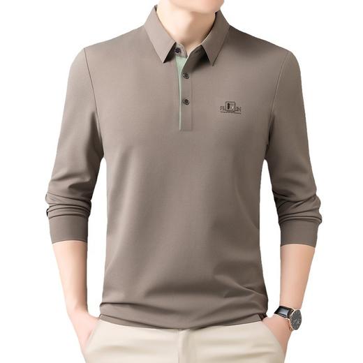 冰丝长袖男式T恤中年时尚休闲薄款宽松打底衫男爸爸装 商品图4