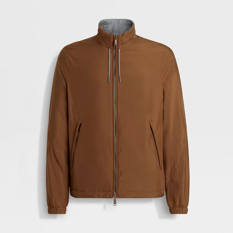 ZEGNA 杰尼亚 男士超细纤维双面 Brezza 夹克外套 棕色 E7T33 7124B 155