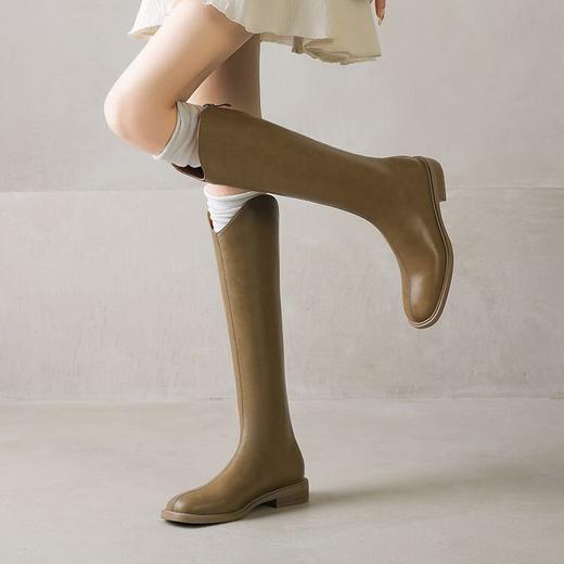 【预售7天】西部显瘦长筒骑士靴复古高筒棕色美式皮靴靴子KYD&YK3041 商品图3