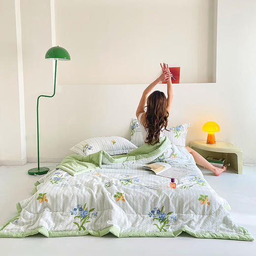 PLOVER啄木鸟(PLOVER)夏凉被-泡泡纱鲜豆被（200*230CM） 青青草原 200cm*230cm 商品图7