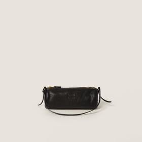 Miu Miu 女士压花字母徽标纳帕皮革小号单肩包 黑色 5NE851 AEFX F0002