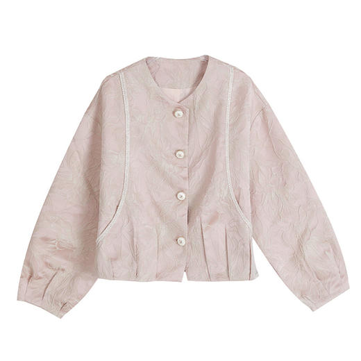 KQL百搭气质2025早秋新款新中式国风提花高级感圆领短款夹克外套女 商品图4