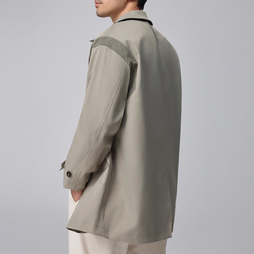 墨麦客男装高密梭织休闲翻领风衣男士秋季新款宽松拼接外套男 商品图2