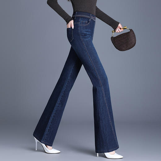 QYM 9857-Y牛仔裤时尚高腰喇叭裤宽松休闲裤 商品图1