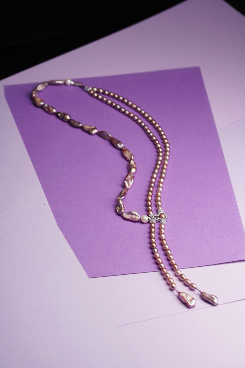 毛衣链神器｜紫色系珍珠组合