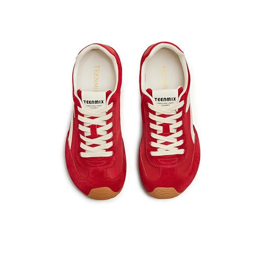 【云粉节】BF楼天美意吴宣仪彩虹夹心糖厚底内增高复古红色阿甘德训鞋女秋运动鞋KG096DM5吊牌价999活动价500 商品图3