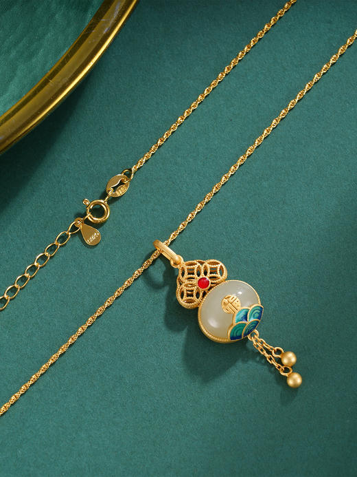 子佩集S925银【云开福至】套链项链【DZ05287】和田玉镀金国潮2509 商品图3