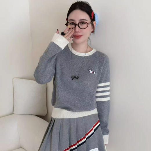 2025秋装新款圆领条纹开衫高品质上衣毛衣针织韩版女装！ 商品图0