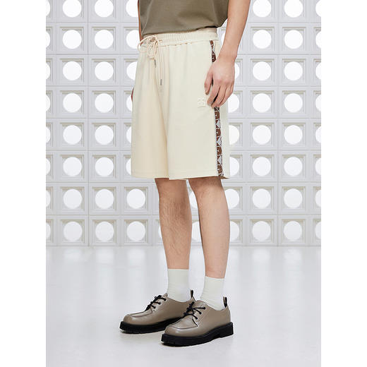 GXG男装 宽松休闲短裤老花织带装饰沙滩裤通勤男裤 2025夏季新品 商品图2