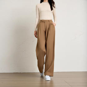 西装裤坠感老钱风，高腰提臀直筒阔腿裤休闲裤KB-250210