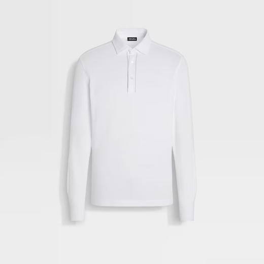 ZEGNA 杰尼亚 男士棉质珠地网眼长袖Polo衫 白色 UG392A2 G713 N00 商品图0