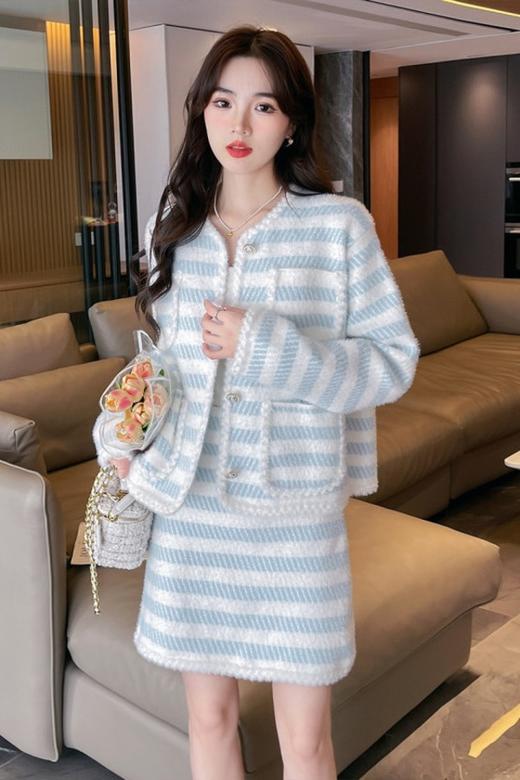 唐狮 圆领长袖小香风针织套装百搭淑女温柔甜美 21201 商品图1