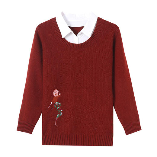 CC衬衫领假两件长袖t恤女装2025新款秋季打底衫女内搭洋气针织上衣 商品图4